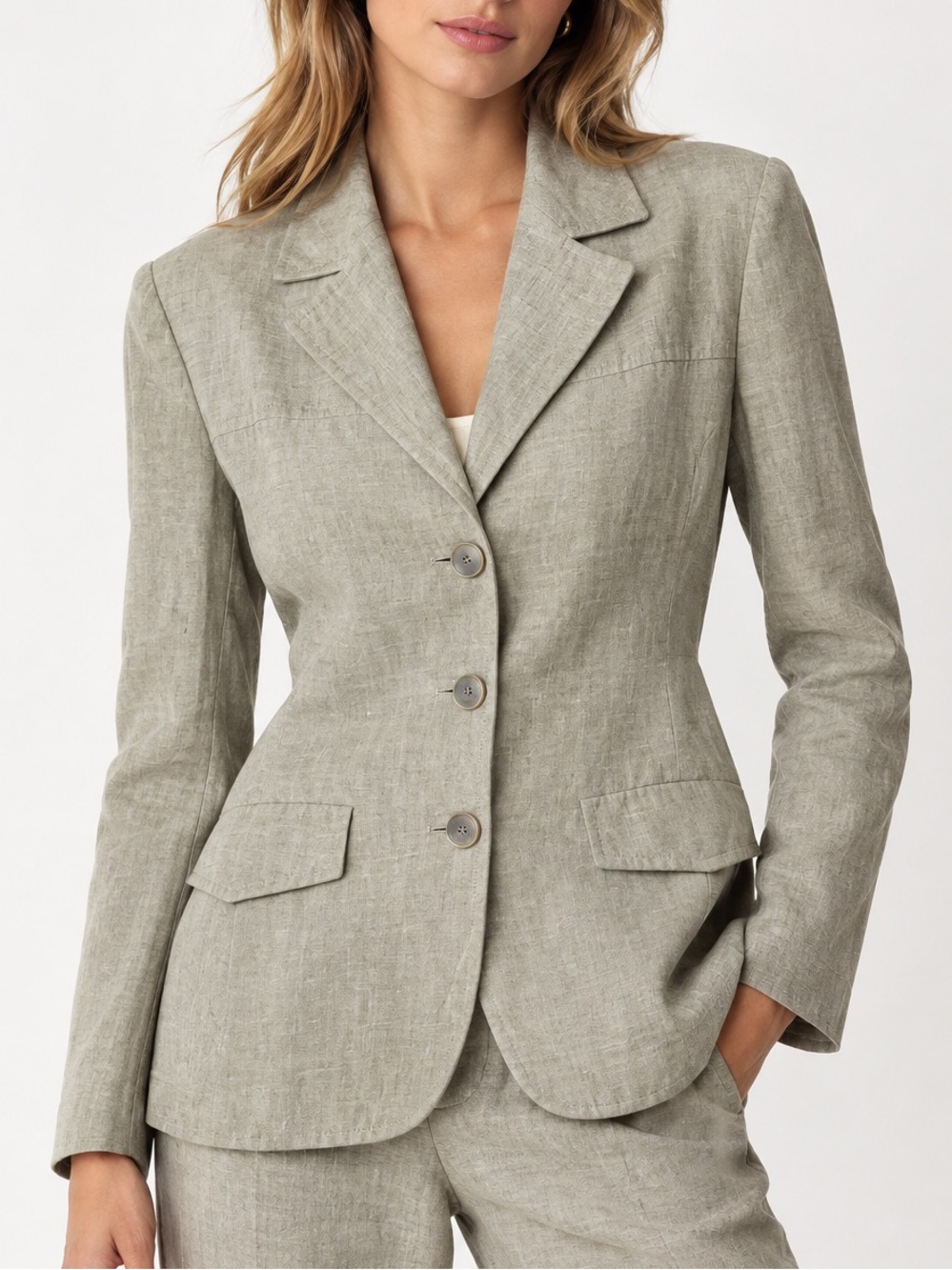 Akris Linen Cashmere Blend Blazer Jacket Size 4 Sage Green Summer Lightweight